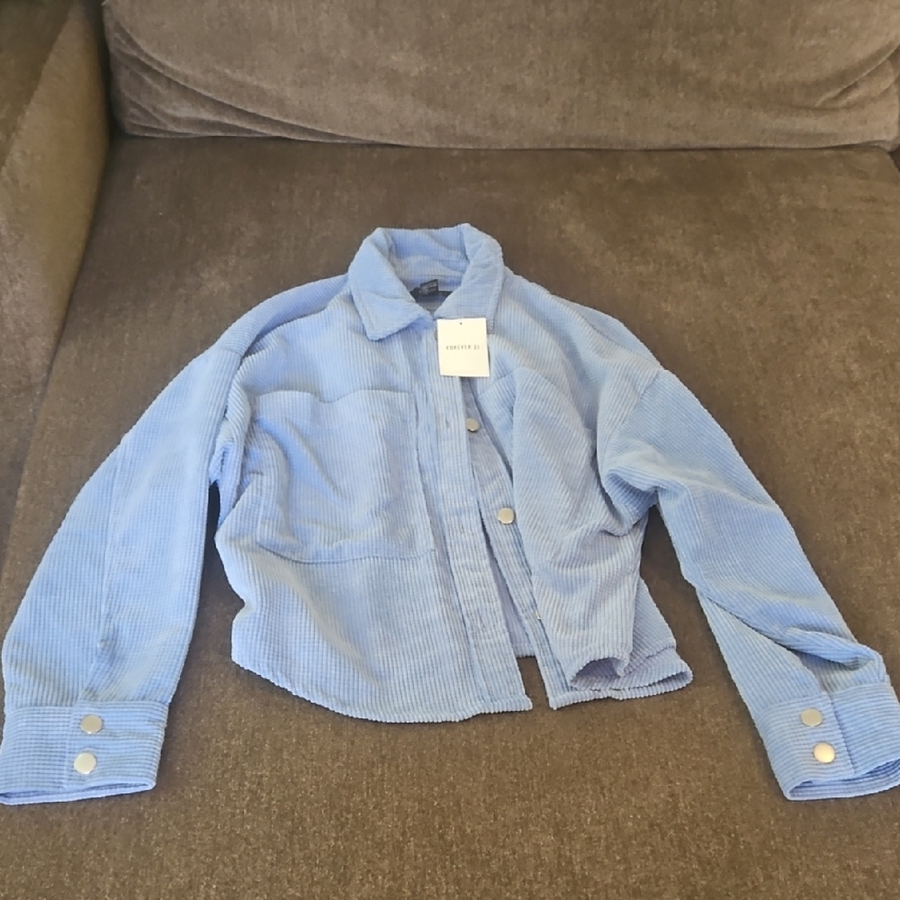 Forever 21 Blue Corduroy Button-Up Jacket